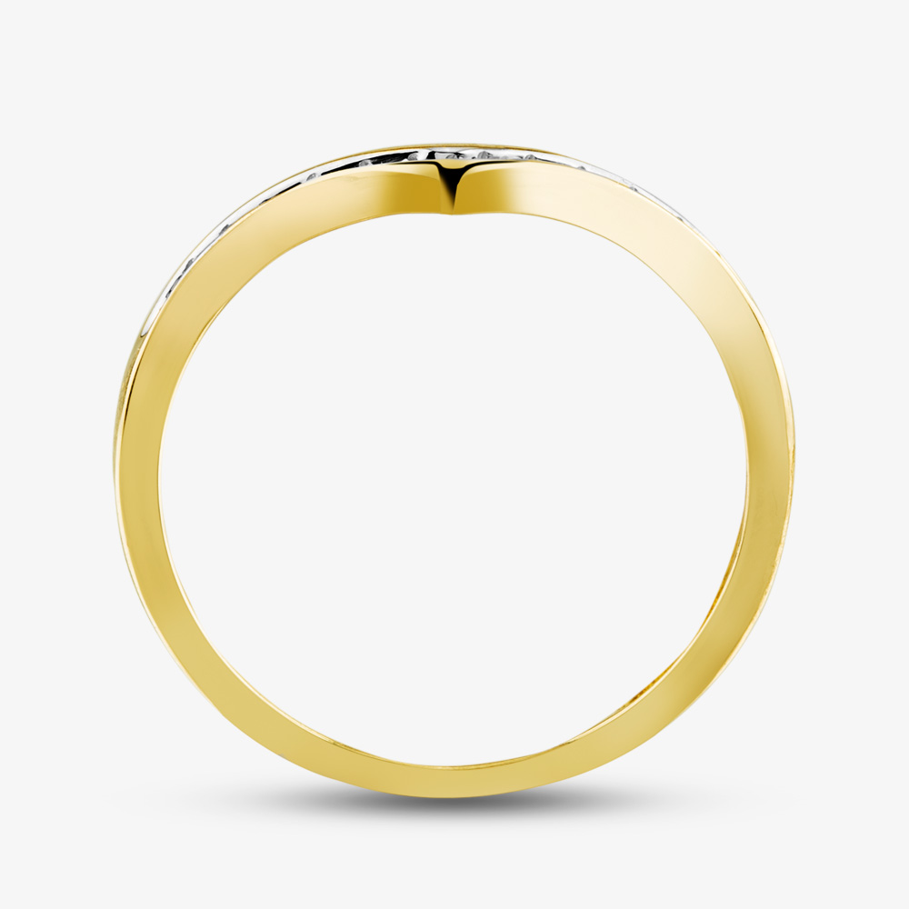 Pure Brilliance 9ct Yellow Gold 0.12ct Diamond Wishbone Half Eternity Ring THR14730