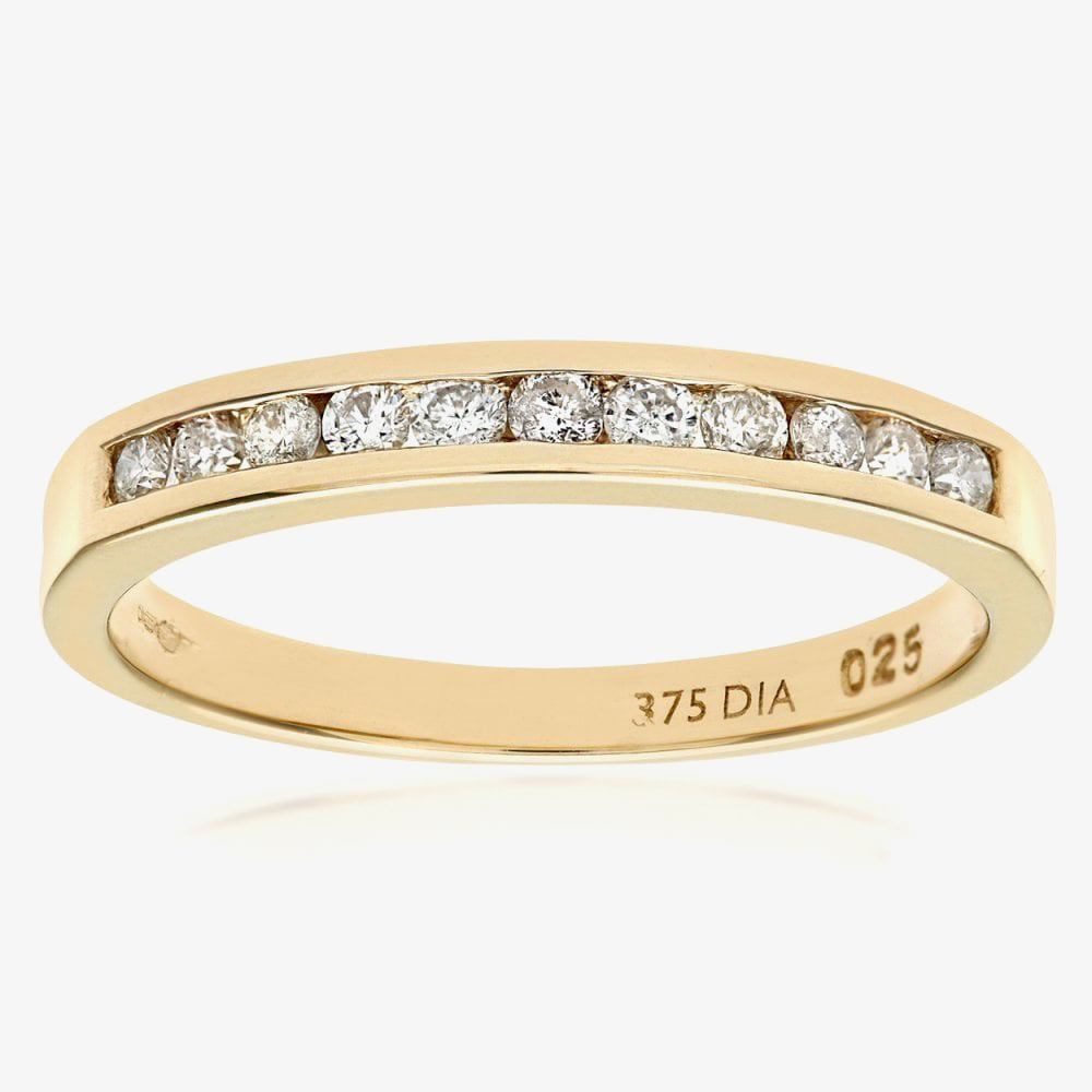 9ct Yellow Gold 0.25ct Diamond Channel Set Half Eternity Ring PR03626Y