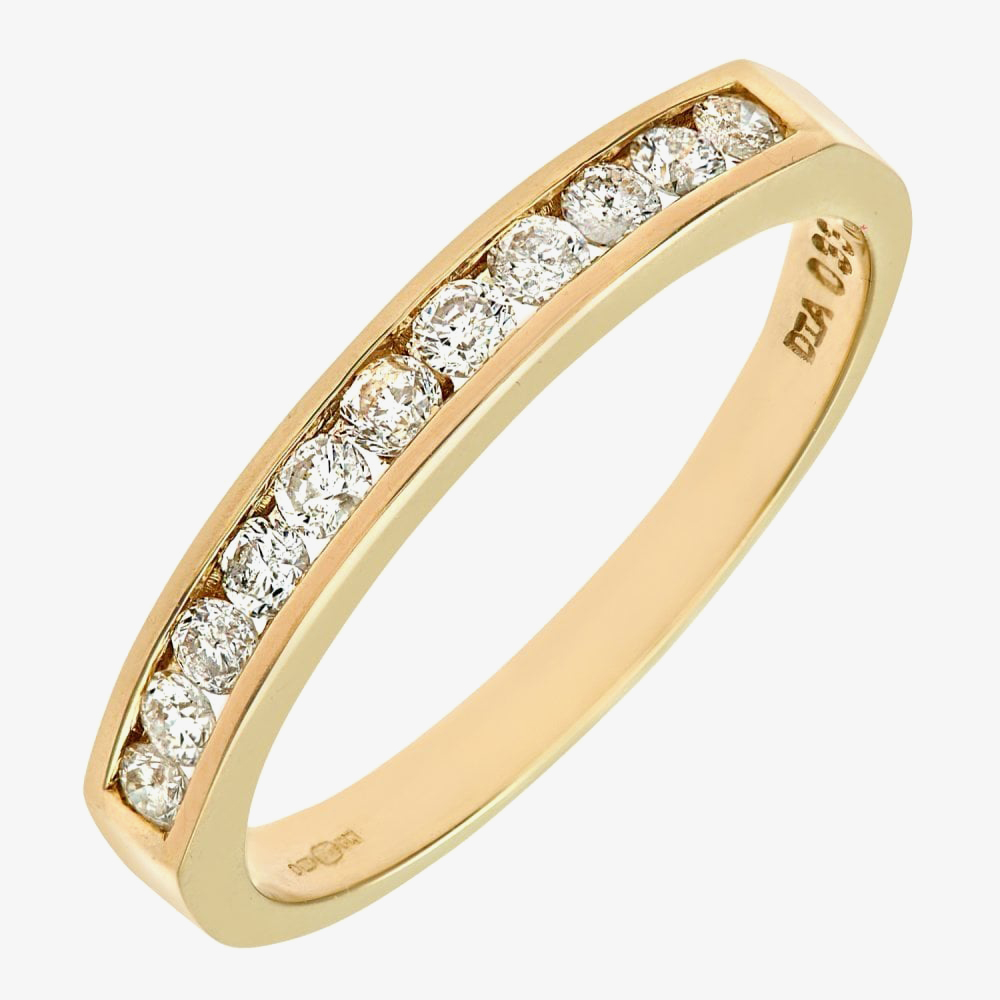9ct Yellow Gold 0.25ct Diamond Channel Set Half Eternity Ring PR03626Y