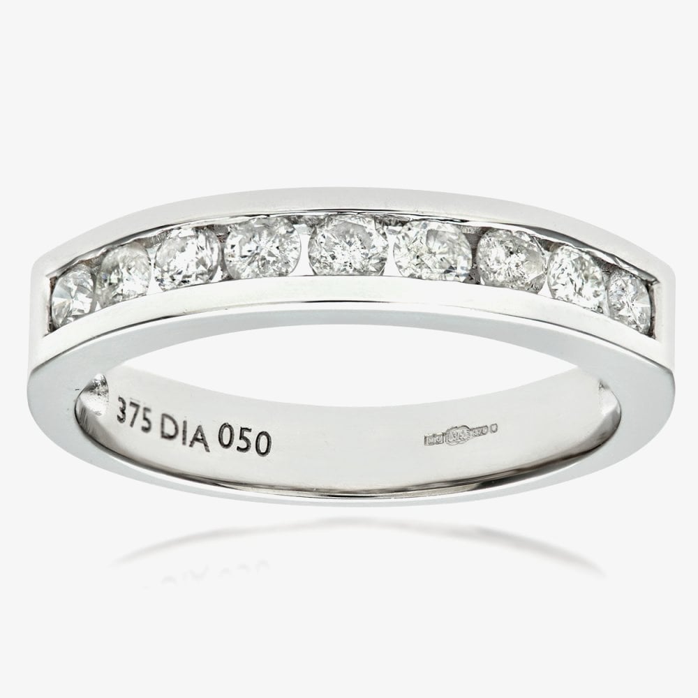 9ct White Gold 0.50ct Diamond Channel Set Half Eternity Ring PR03701W