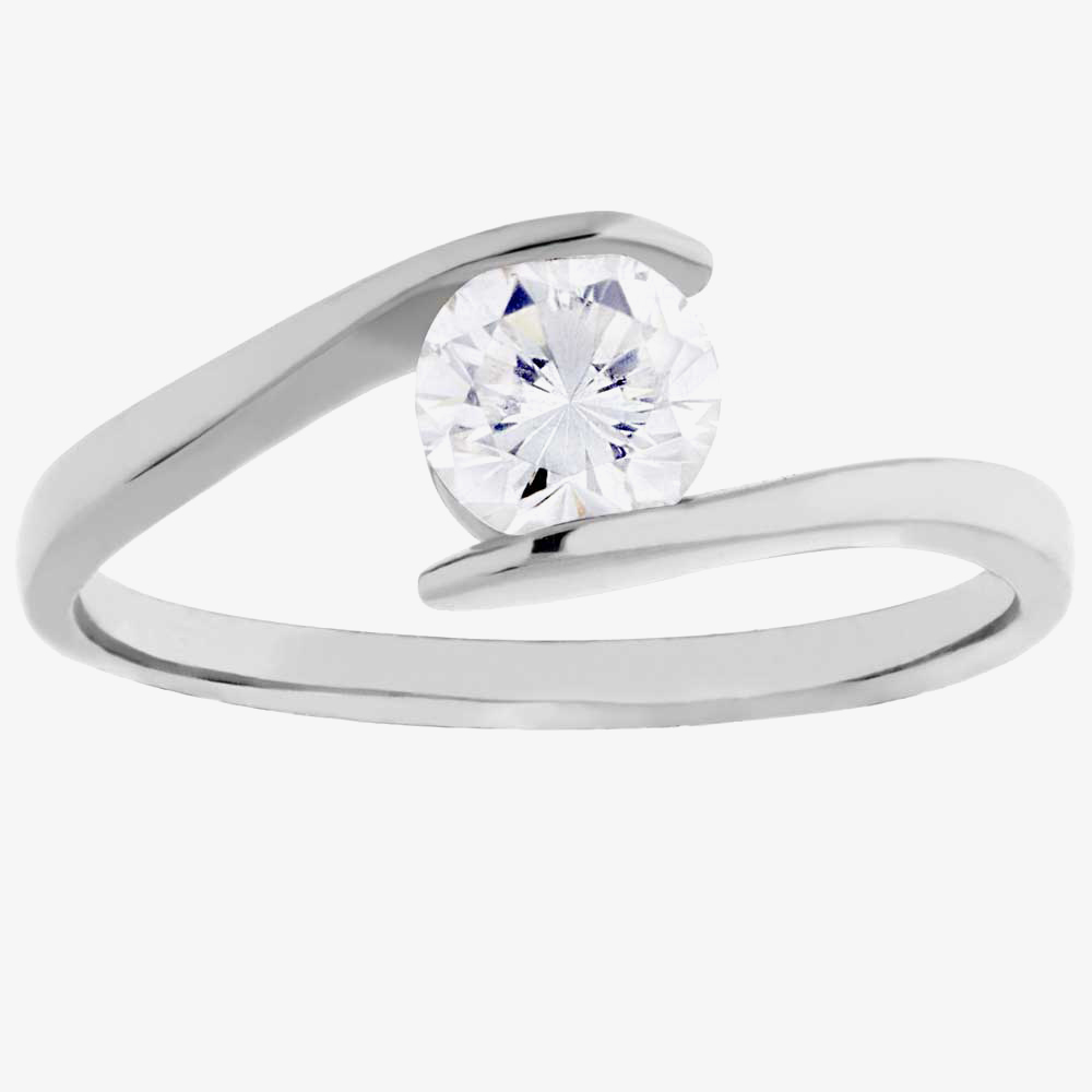 Arctic Circle Diamonds 18ct White Gold 0.70ct Tension Set Solitaire Twist Ring UKR10999/70