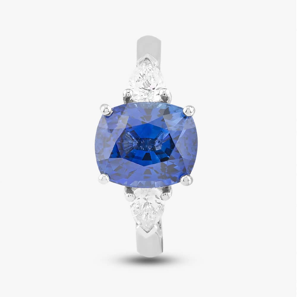Platinum 4.12ct Oval Cut Sapphire & 0.40ct Brilliant Cut Diamond Shoulder Set Solitaire Ring 10-80-465/25-10-150