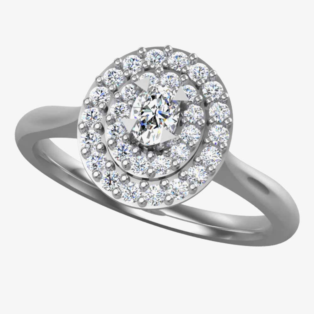 Product photograph of Platinum 0 54ct Diamond Oval Cluster Ring 9749 Pl Dq7 O from The Jewel Hut