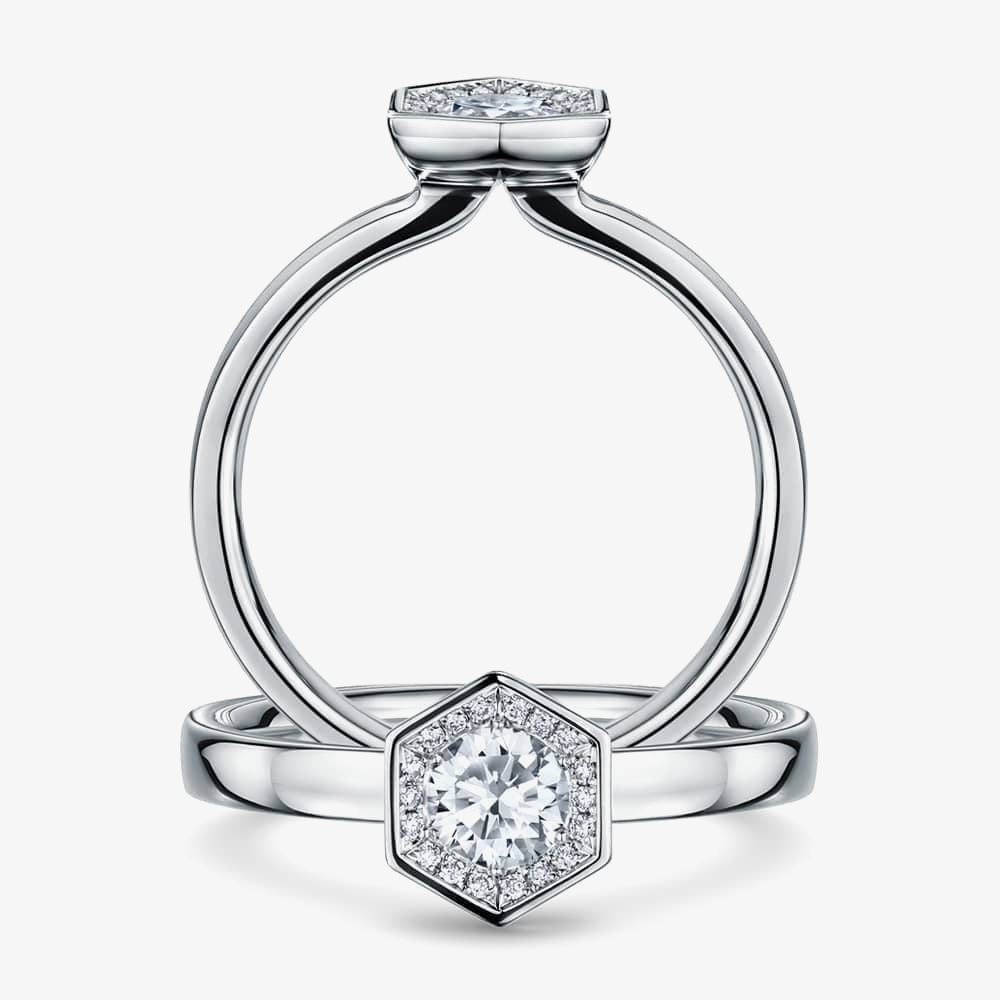 Geoghegan Chapiteau Platinum & Diamond 0.54ct Hexagonal Shape Cluster Ring CHA6/P