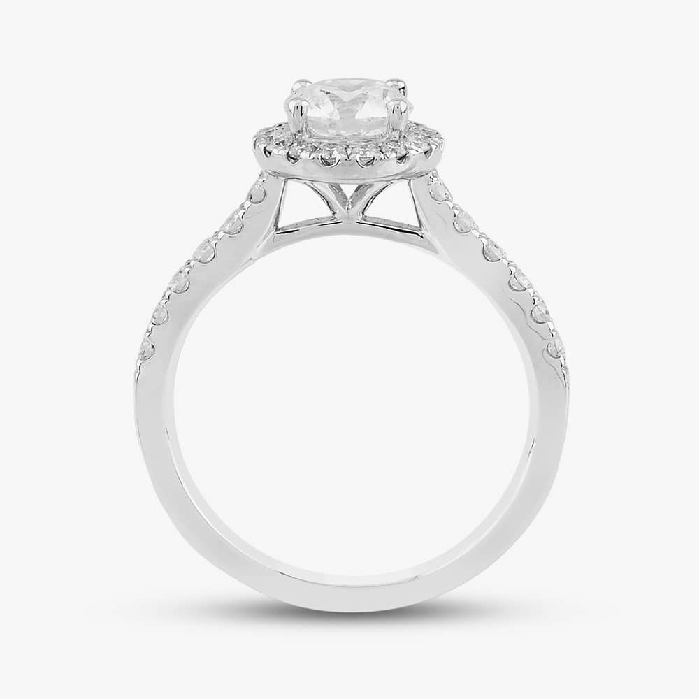 Platinum 1.30ct Brilliant Cut Diamond Shoulder Set Halo Ring M07280R PT950/24-01-645