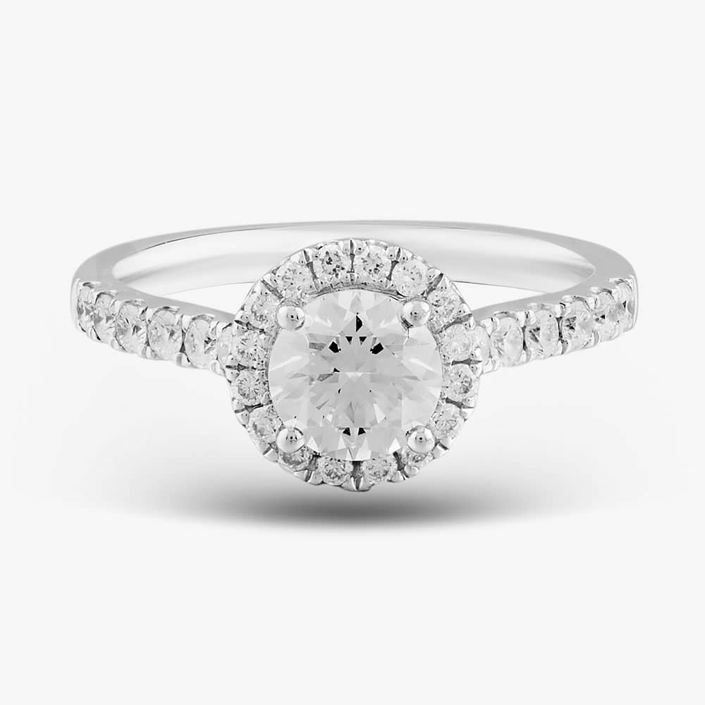 Platinum 1.30ct Brilliant Cut Diamond Shoulder Set Halo Ring M07280R PT950/24-01-645