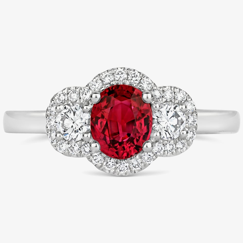 Product photograph of Tivon Platinum Ruby Amp Diamond Triple Cluster Ring Rwp-1674-rb M 1 2 from The Jewel Hut