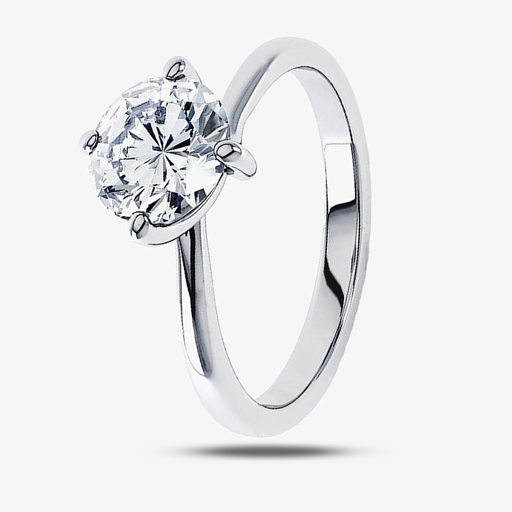 Product photograph of Platinum 0 50ct Diamond Single Stone Twist Ring R1-137 5 0 from The Jewel Hut