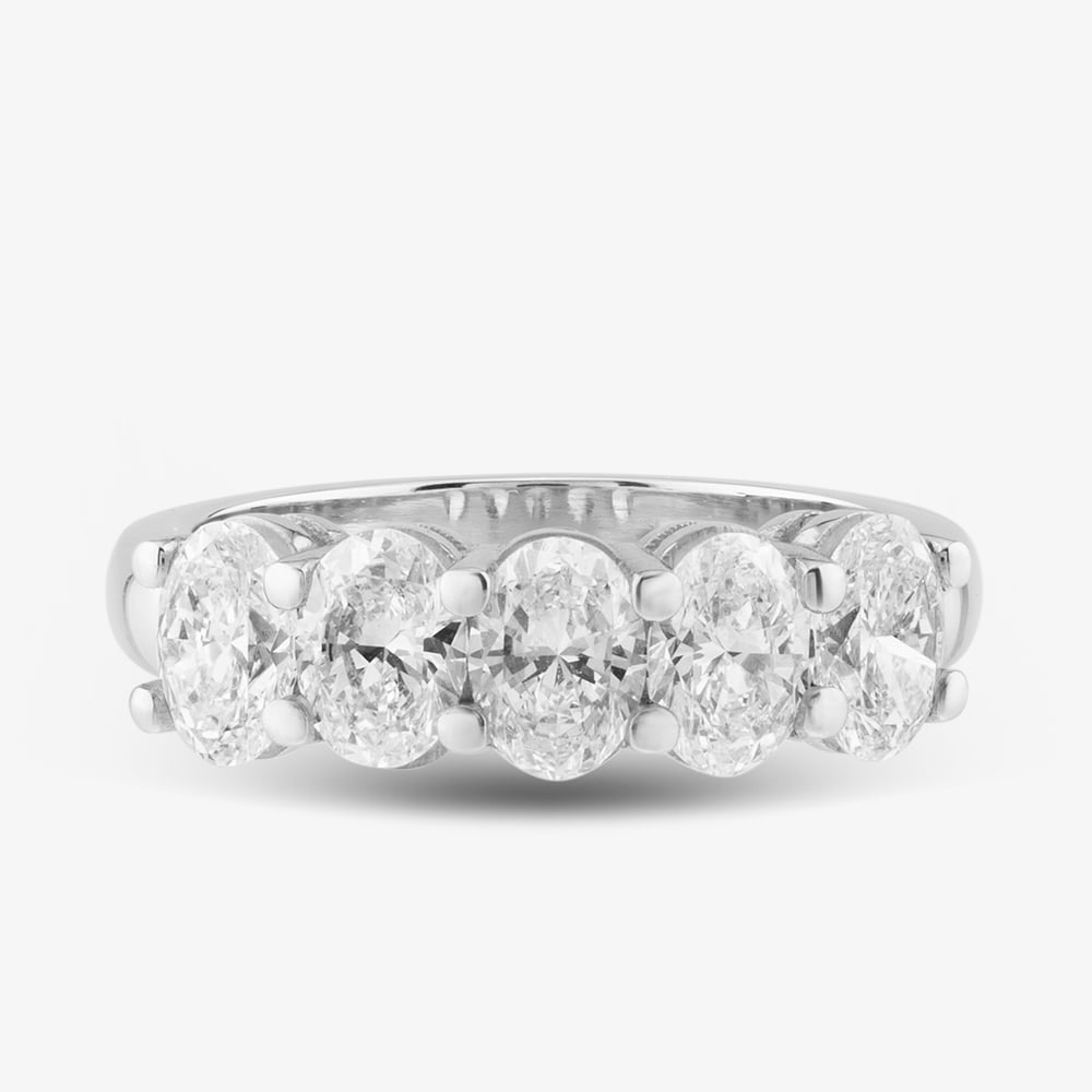 Platinum Certified 2.05ct Oval Cut Diamond Five Stone Ring RN11255