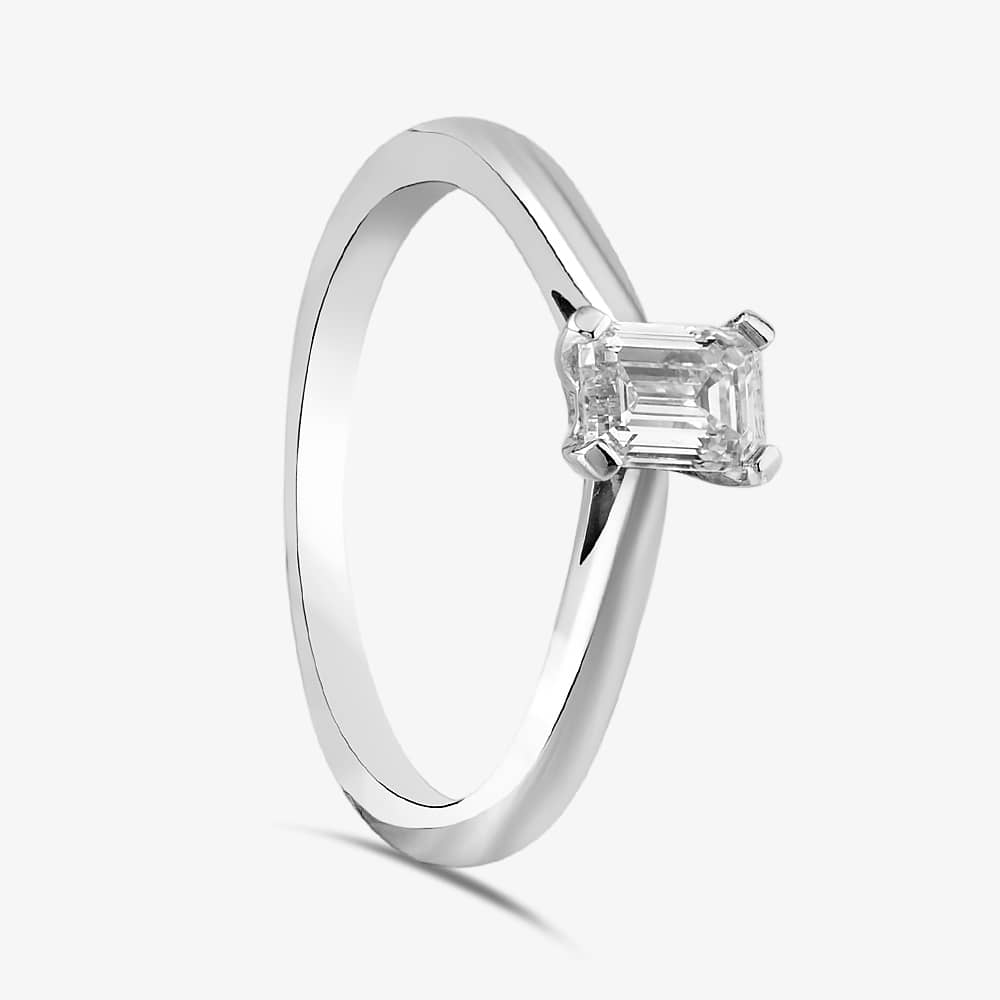 Product photograph of Brown Amp Newirth Platinum 0 51ct Emerald Cut Diamond Solitaire Ring Menw284e1 24-02-511 M from The Jewel Hut
