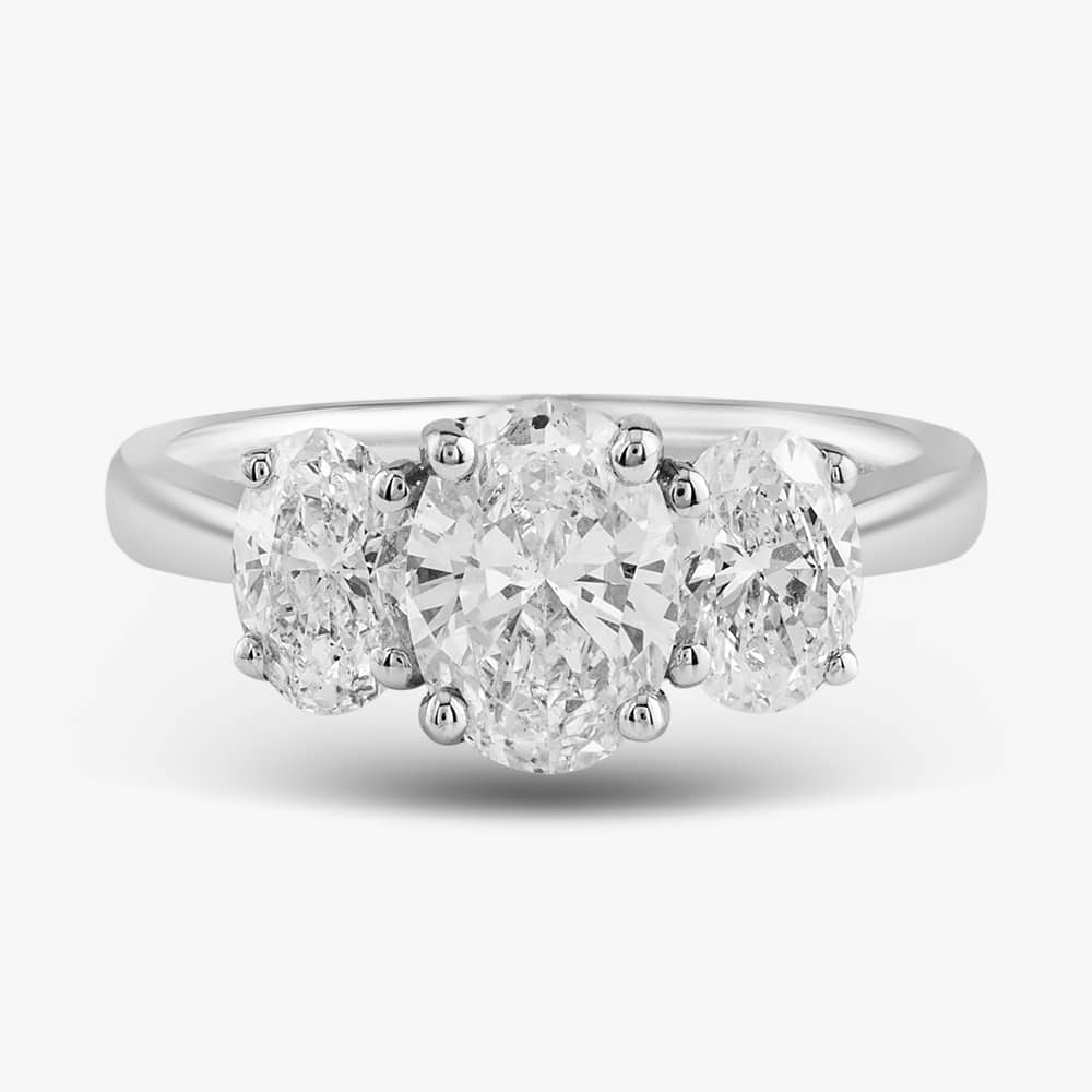 Platinum 2.32ct Oval Cut Diamond Three Stone Ring RN5452 PLT K