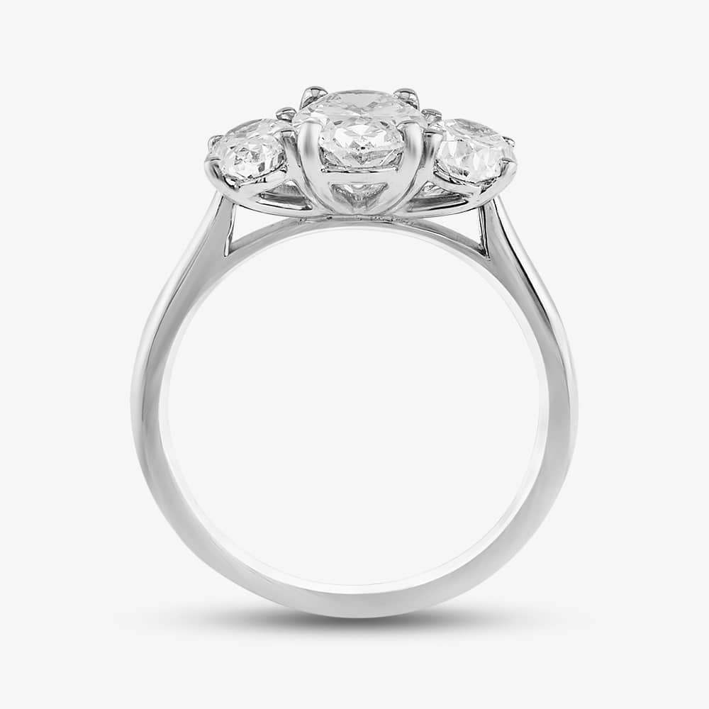 Platinum 2.32ct Oval Cut Diamond Three Stone Ring RN5452 PLT K