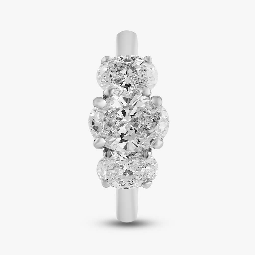 Platinum 2.32ct Oval Cut Diamond Three Stone Ring RN5452 PLT K