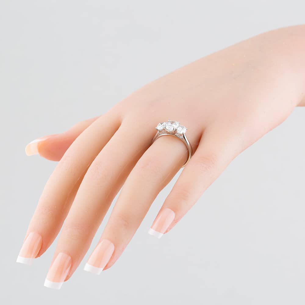 Platinum 2.32ct Oval Cut Diamond Three Stone Ring RN5452 PLT K