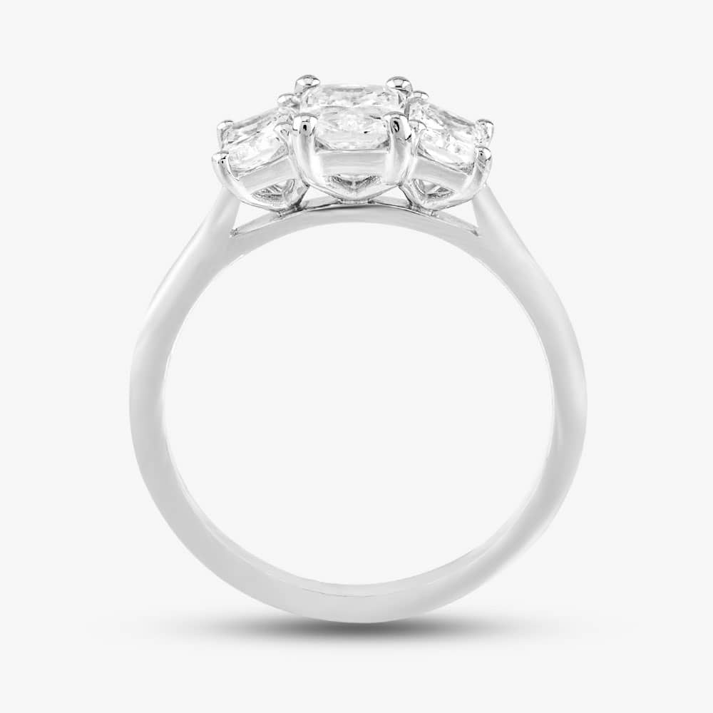 Platinum 1.47ct Radiant Cut Diamond Three Stone Ring RN5874 PLT