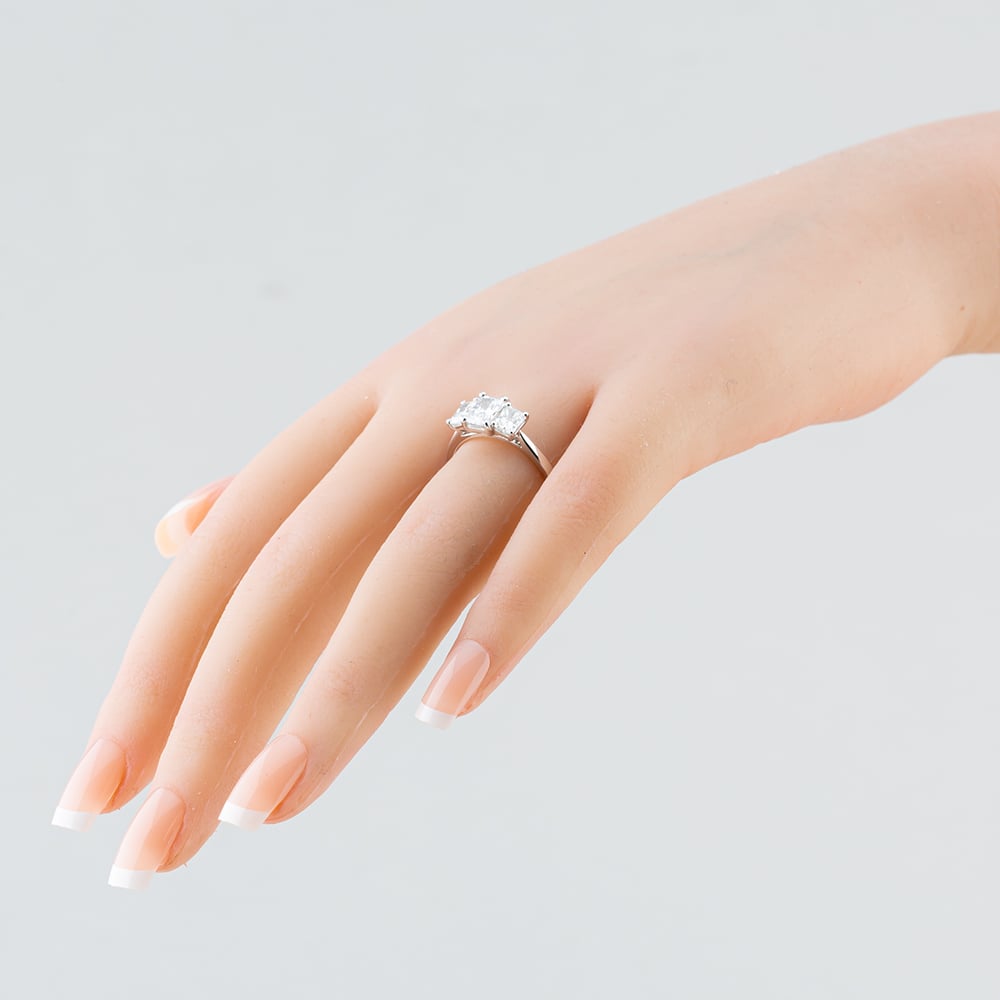 Platinum 1.47ct Radiant Cut Diamond Three Stone Ring RN5874 PLT