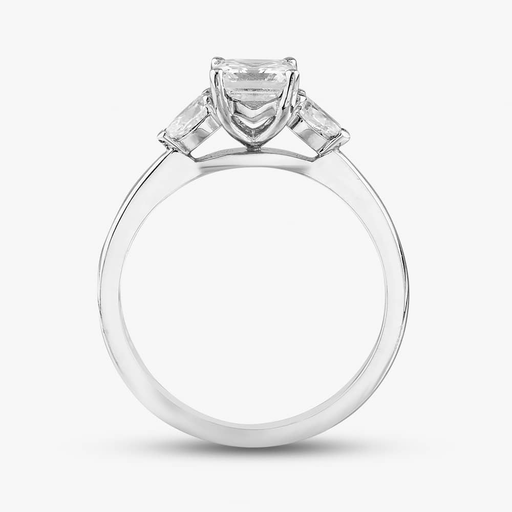 Platinum 1.30ct Asscher & Pear Cut Diamond Three Stone Ring RN5586 PLT