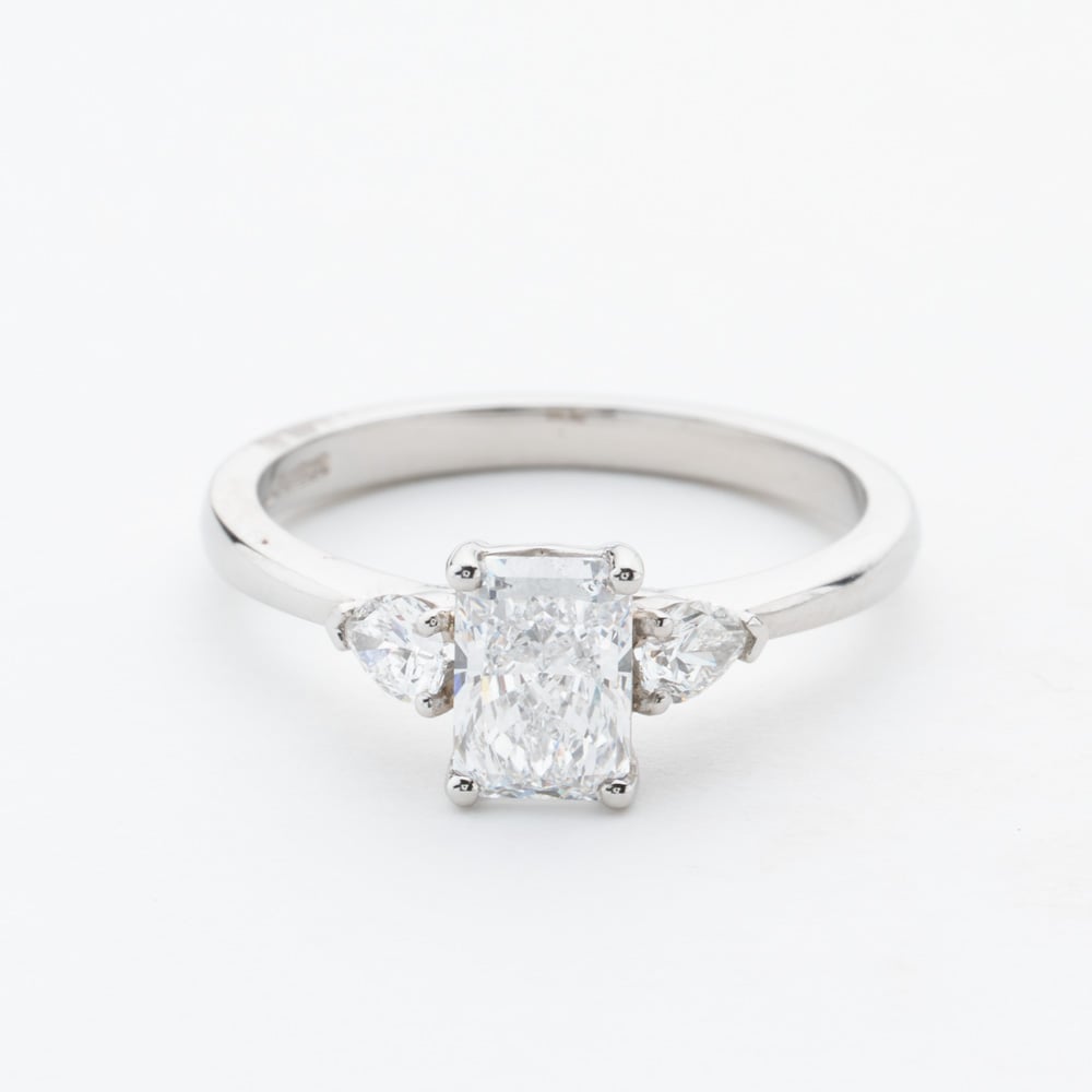 Platinum Certified 0.96ct Multi Cut Diamond Three Stone Ring RN11731