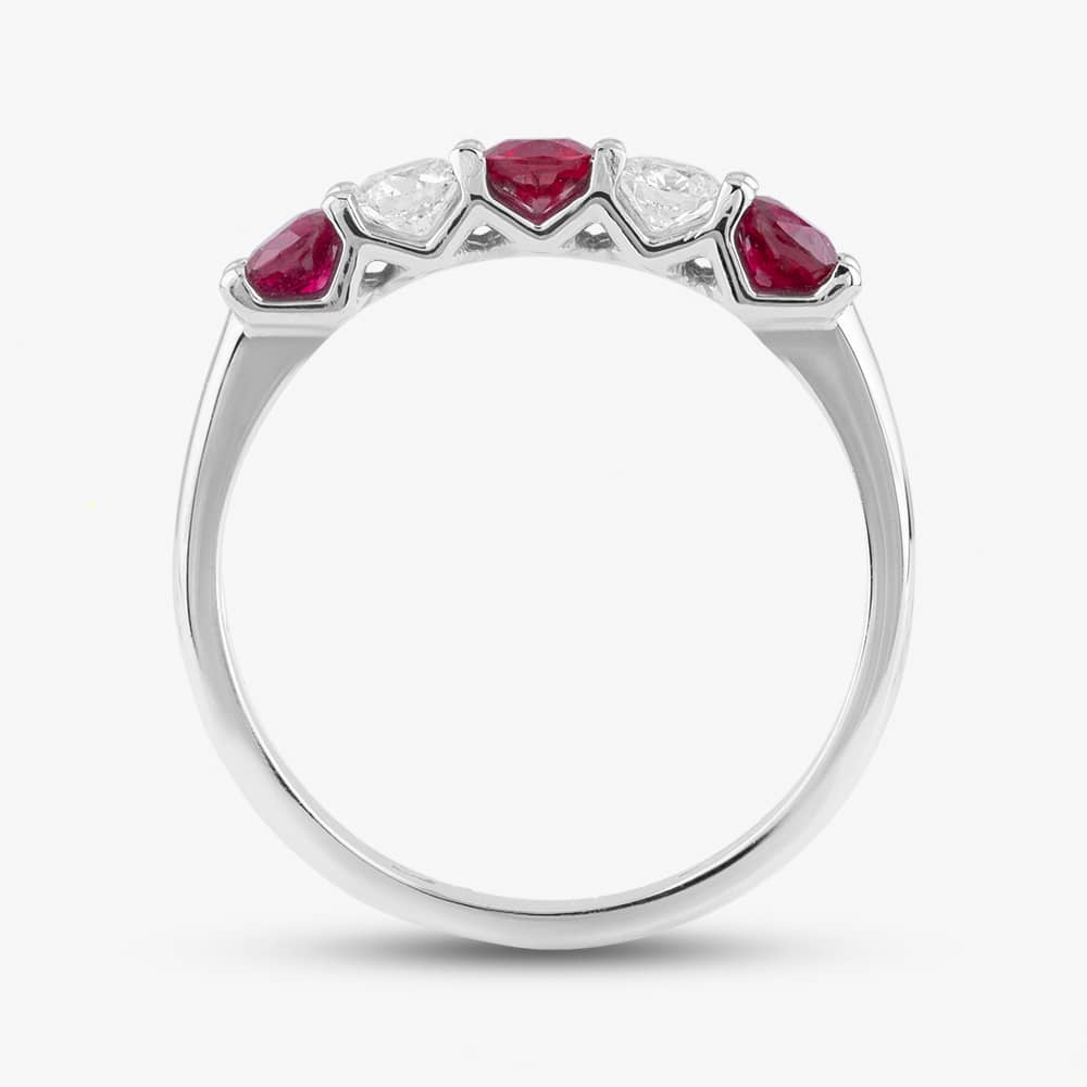 Platinum Brilliant Cut Ruby & Diamond Five Stone Ring 32706 N