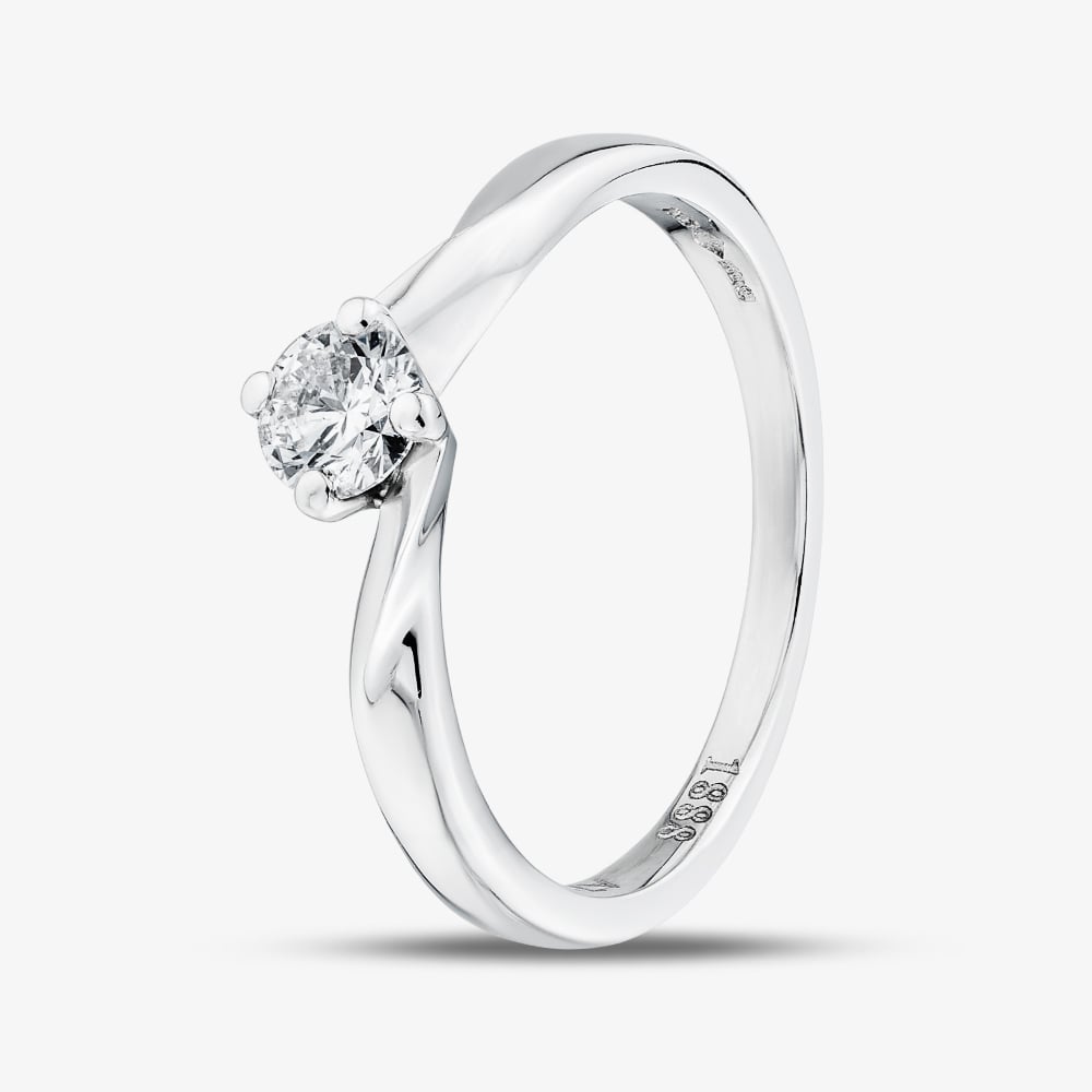 1888 Collection Platinum 0.33ct Diamond Twisted Solitaire Ring RI