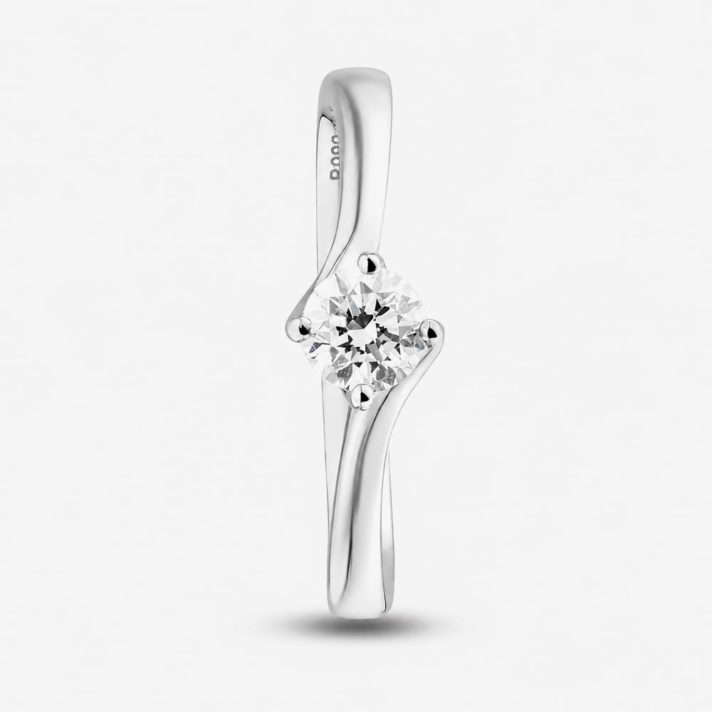 1888 Collection Platinum 0.50ct Certificated Round Cut Diamond Twist Solitaire Ring RI-137(.50CT PLUS)