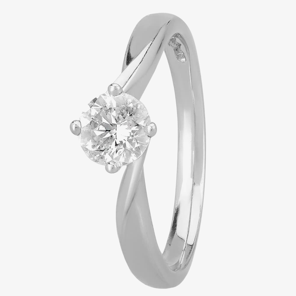 Product photograph of 1888 Collection Platinum 0 60ct Diamond Twisted Solitaire Ring Ri-1027 60ct Plus - G Si3 0 61ct from The Jewel Hut