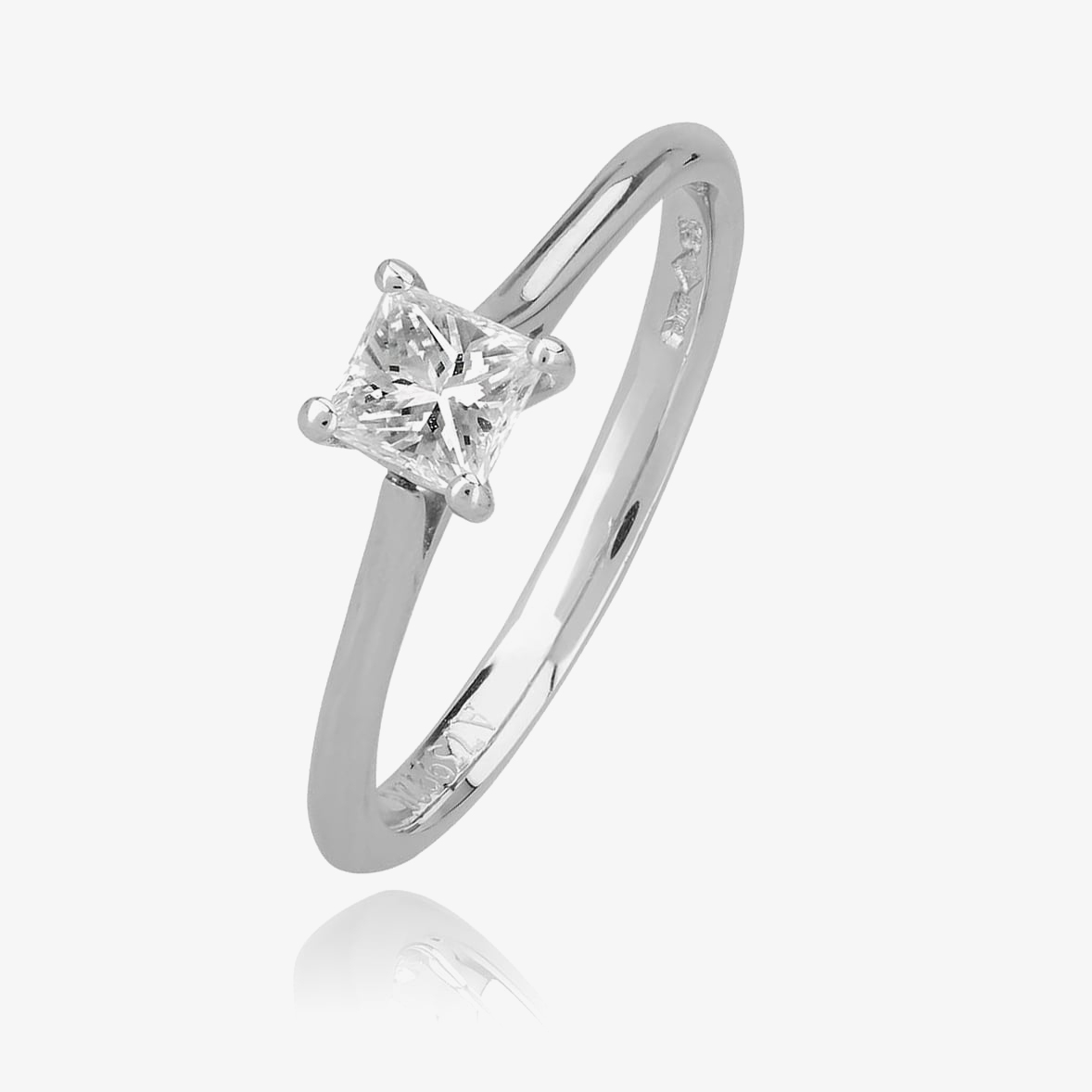 1888 Collection Platinum Princess Cut 0.40ct Diamond Solitaire Ring RI-2022