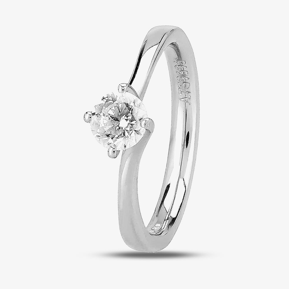 Signature Collection Platinum GIA Certificated Four Claw Diamond Twist Solitaire Ring RI