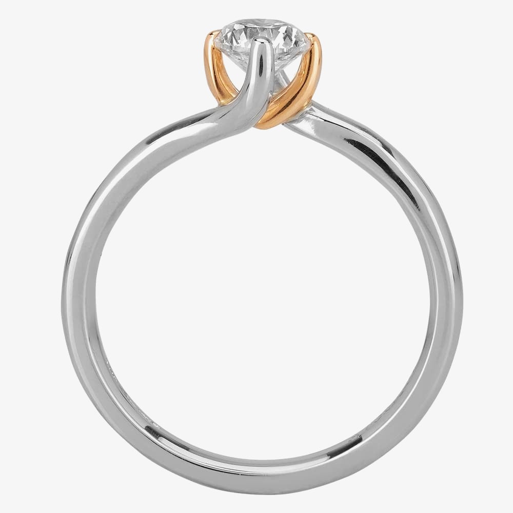 1888 Collection Platinum & 18ct Gold 0.50ct Certificated Brilliant Cut Diamond Twist Solitaire Ring RI-2136(.50CT PLUS)
