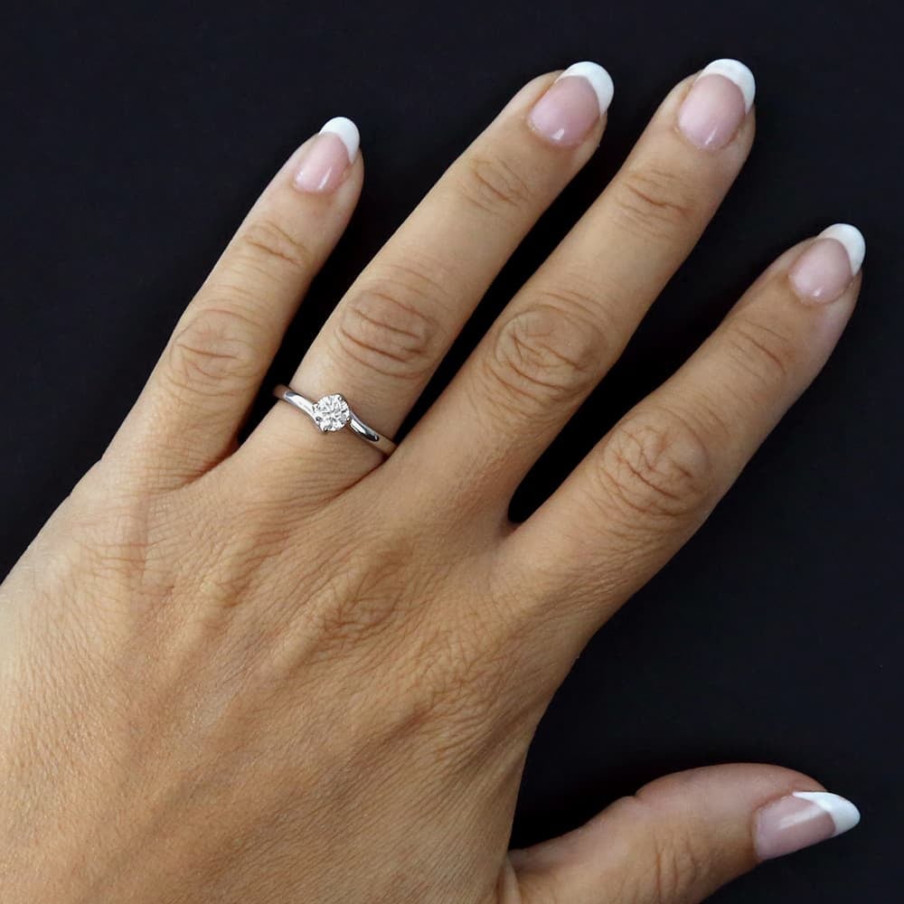 1888 Collection Platinum & 18ct Gold 0.50ct Certificated Brilliant Cut Diamond Twist Solitaire Ring RI-2136(.50CT PLUS)