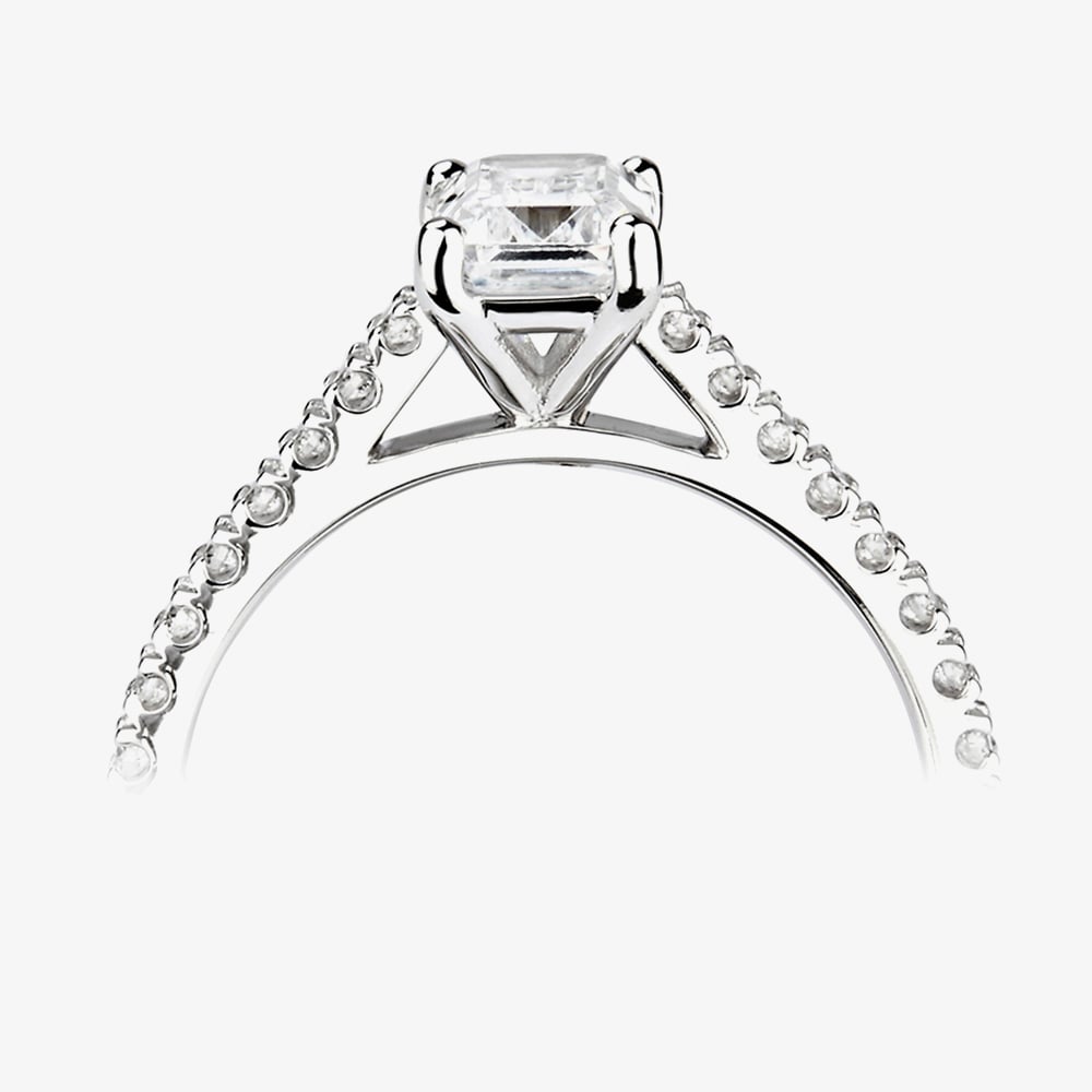 1888 Collection Platinum 0.80ct Certificated Emerald Cut Diamond Shoulder Set Solitaire Ring RI-2209A(6X4)(.60CT PLUS