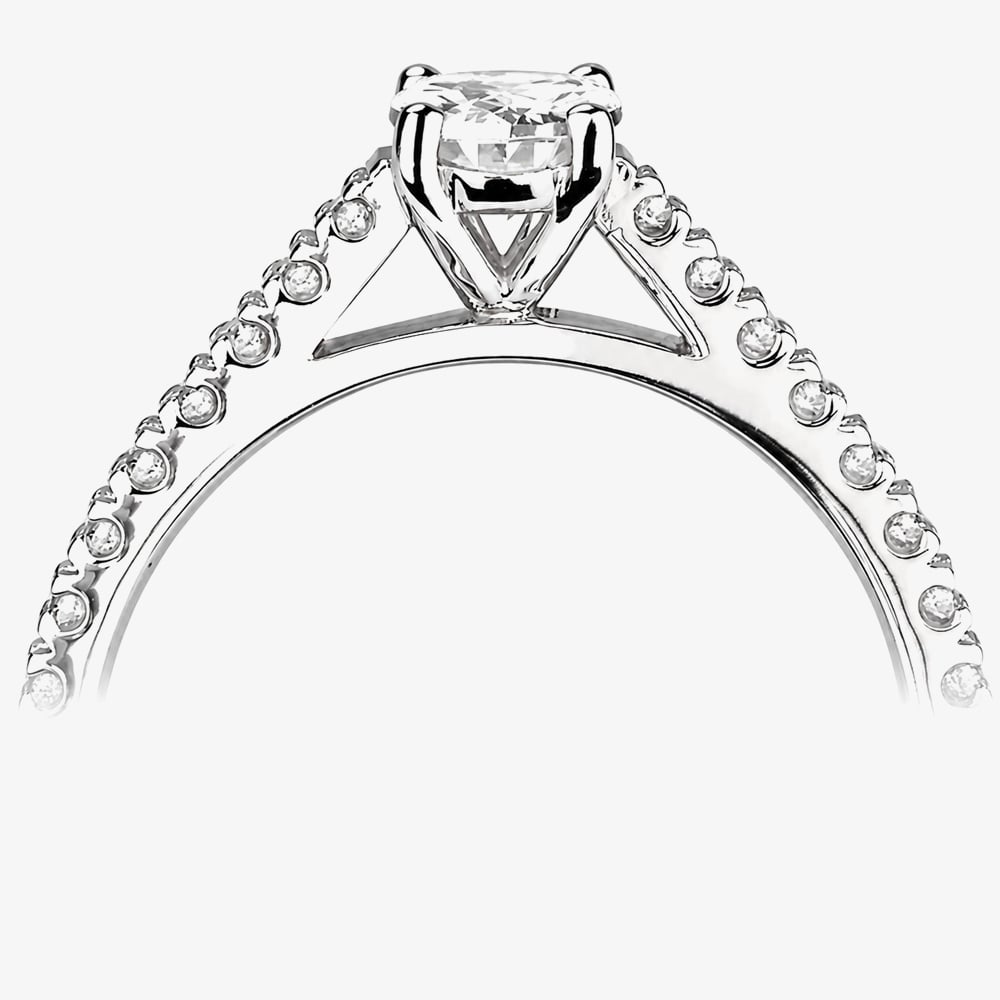 1888 Collection Platinum 0.90ct Certificated Oval Cut Diamond Shoulder Set Solitaire Ring RI-2250(7X5)(.70CT PLUS)