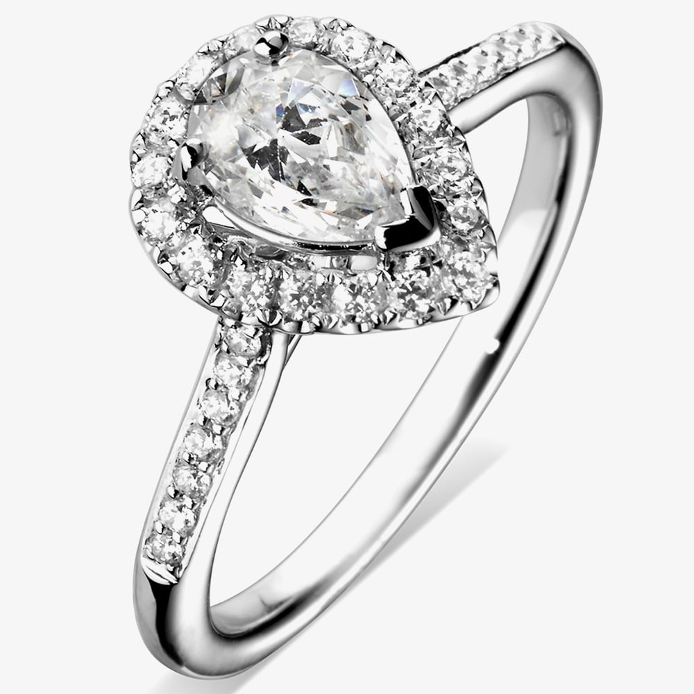 1888 Collection Platinum 1.00ct Certificated Pear Cut Diamond Cluster Ring DSC42(7X5)