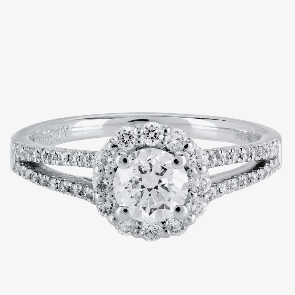 1888 Collection Platinum 1.20ct Certificated Brilliant Cut Diamond Split Shoulders Cluster Ring DSC64(5.5)0.70CT PLUS