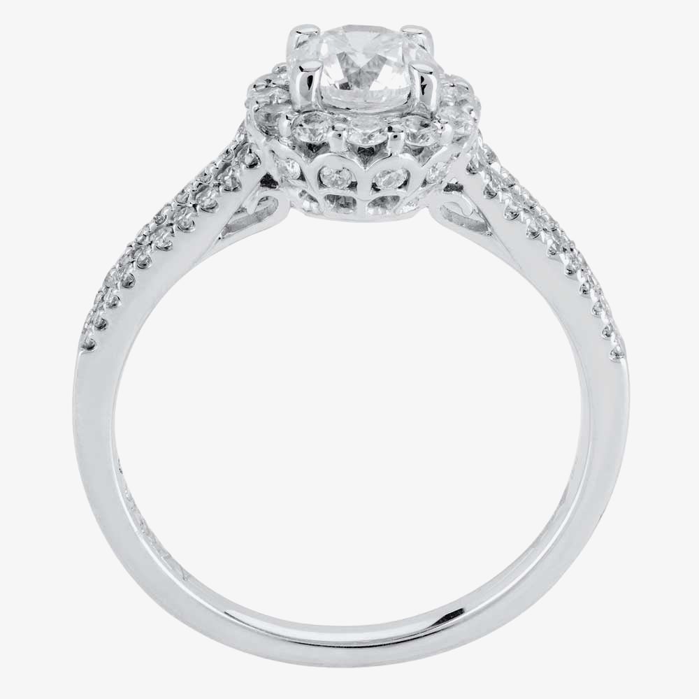 1888 Collection Platinum 1.20ct Certificated Brilliant Cut Diamond Split Shoulders Cluster Ring DSC64(5.5)0.70CT PLUS