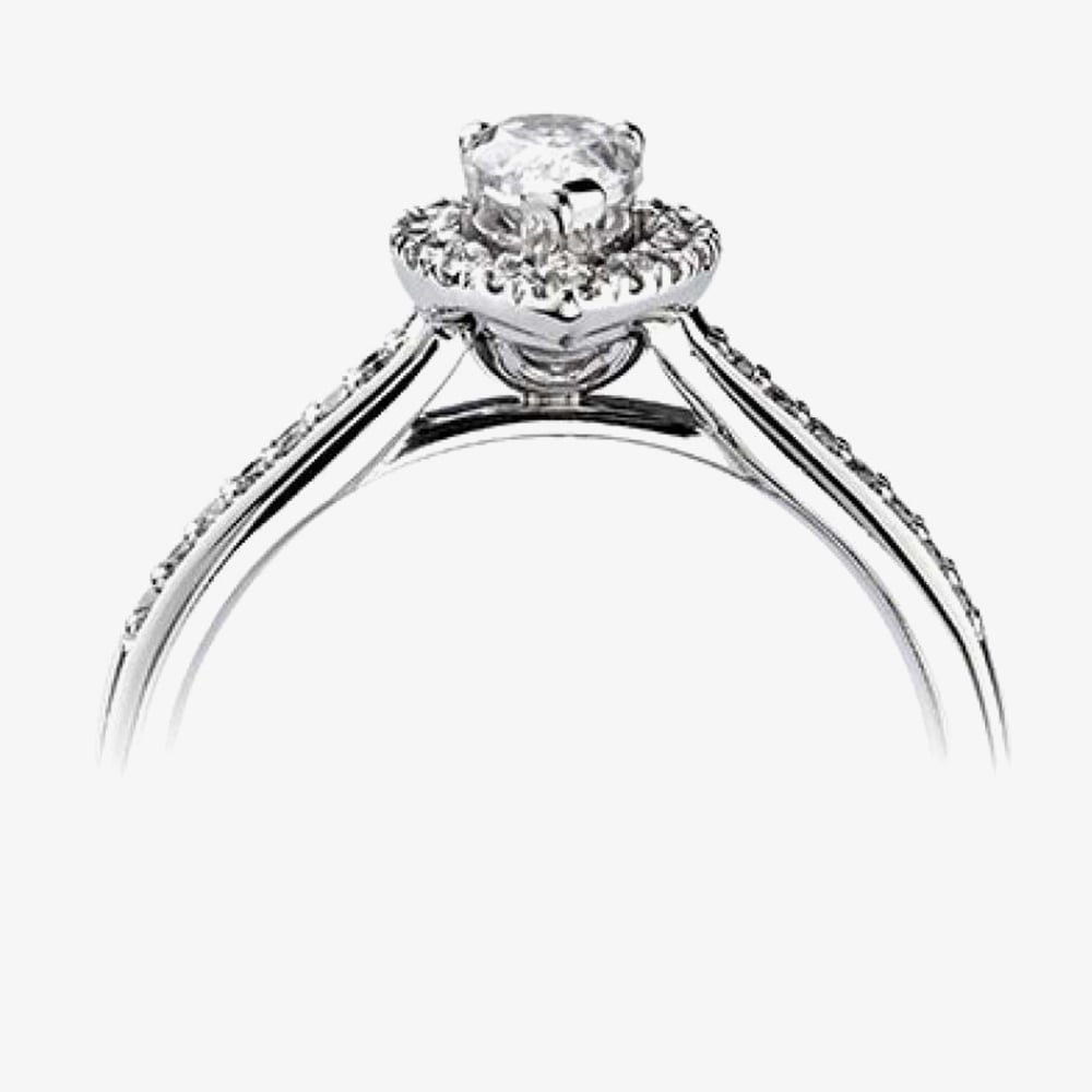 1888 Collection Platinum 0.25ct Certificated Pear Cut Diamond Shoulder Set Halo Ring RC2020(5X3)(.25CT PLUS)