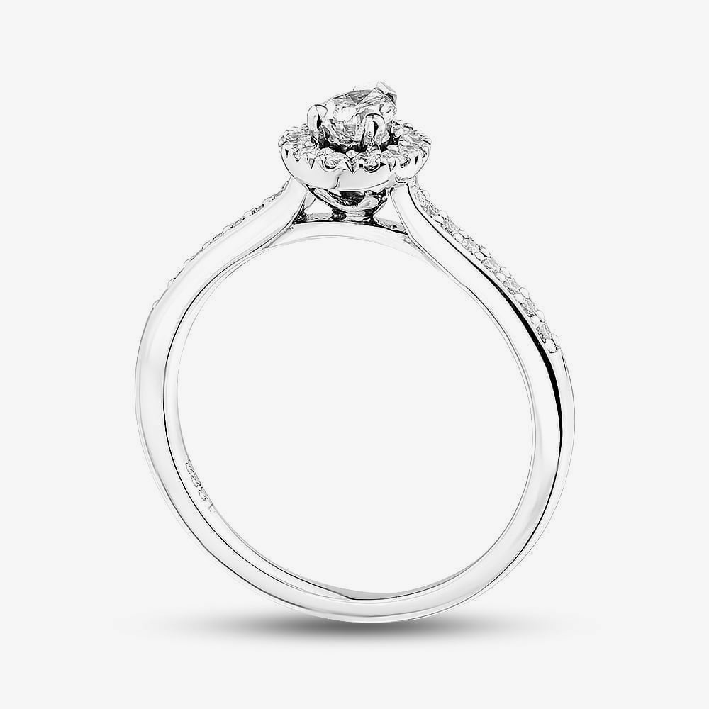 1888 Collection Platinum 0.70ct Certificated Pear Cut Diamond Shoulder Set Halo Ring RC2020B(6X4)(.70CT PLUS)