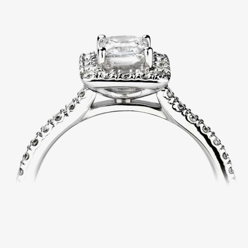 1888 Collection Platinum 0.50ct Certificated Princess Cut Diamond Shoulder Set Halo Ring RC2022(3.5)
