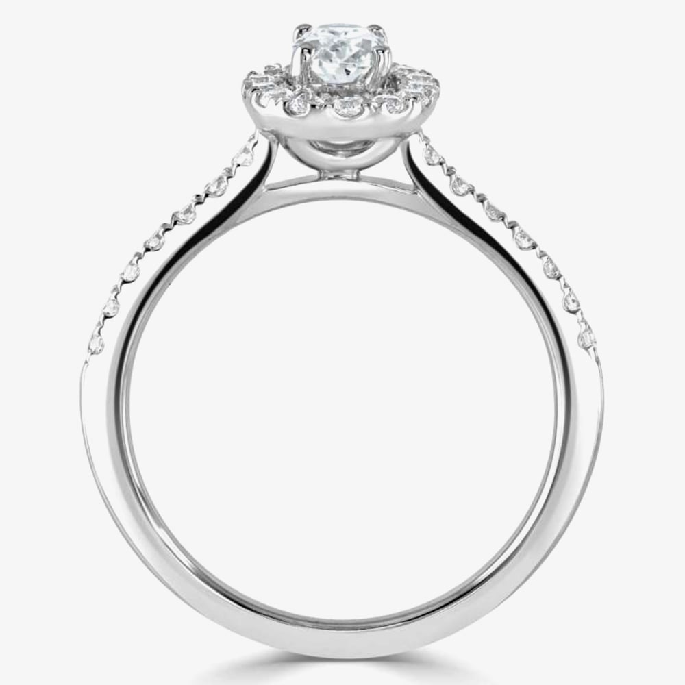 1888 Collection Platinum 0.70ct Certificated Oval Cut Diamond Shoulder Set Halo Ring RC2028(6X4)
