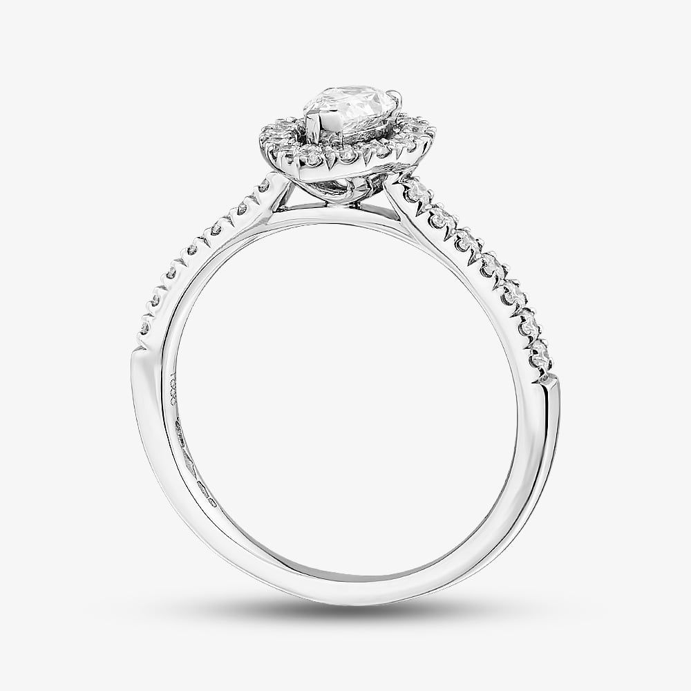 1888 Collection Platinum 0.68ct Certificated Pear Cut Diamond Shoulder Set Cluster Ring RC2031(6X4)