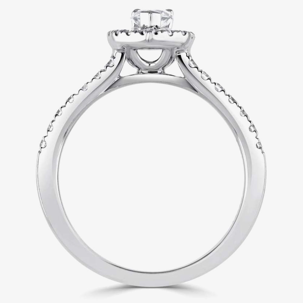 1888 Collection Platinum 1.20ct Certificated Pear Cut Diamond Shoulder Set Halo Ring RC2031(7X5)