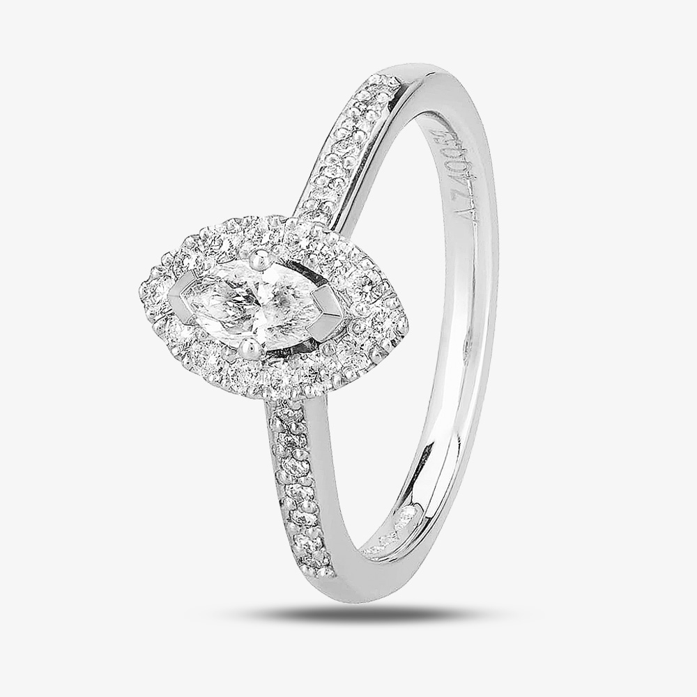 1888 Collection Platinum 0.20ct Diamond Navette Cluster Ring DSC39(6X3)0.20CT PLUS- F/VS2/0.50ct
