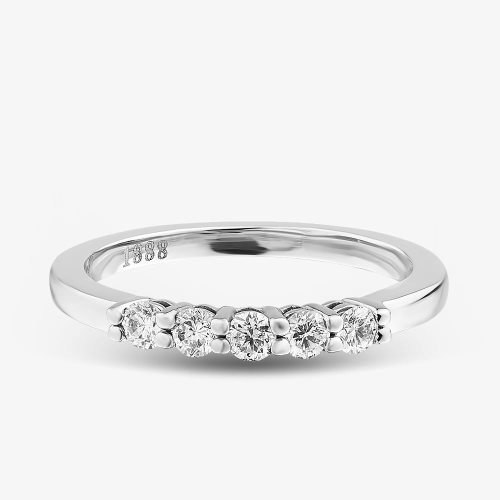 1888 Collection Platinum Certificated 0.30ct Round Cut Diamond Five Stone Ring HET1001(.30CT PLUS)