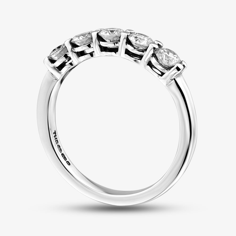 1888 Collection Platinum Certificated 0.72ct Round Cut Diamond Five Stone Ring HET1001(.75CT PLUS)