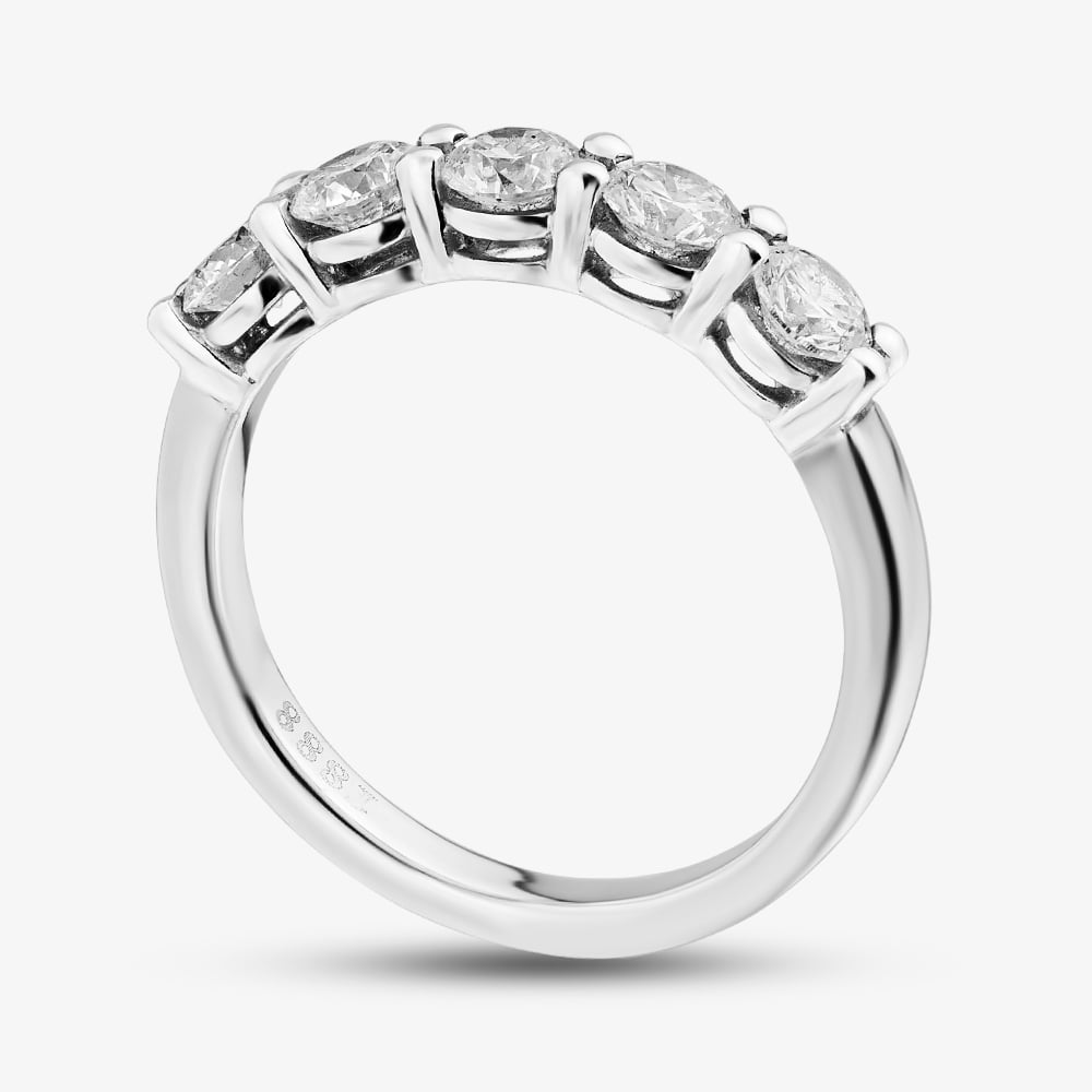 1888 Collection Platinum Certificated 1.00ct Round Cut Diamond Five Stone Ring HET1001(1.00CT PLUS)