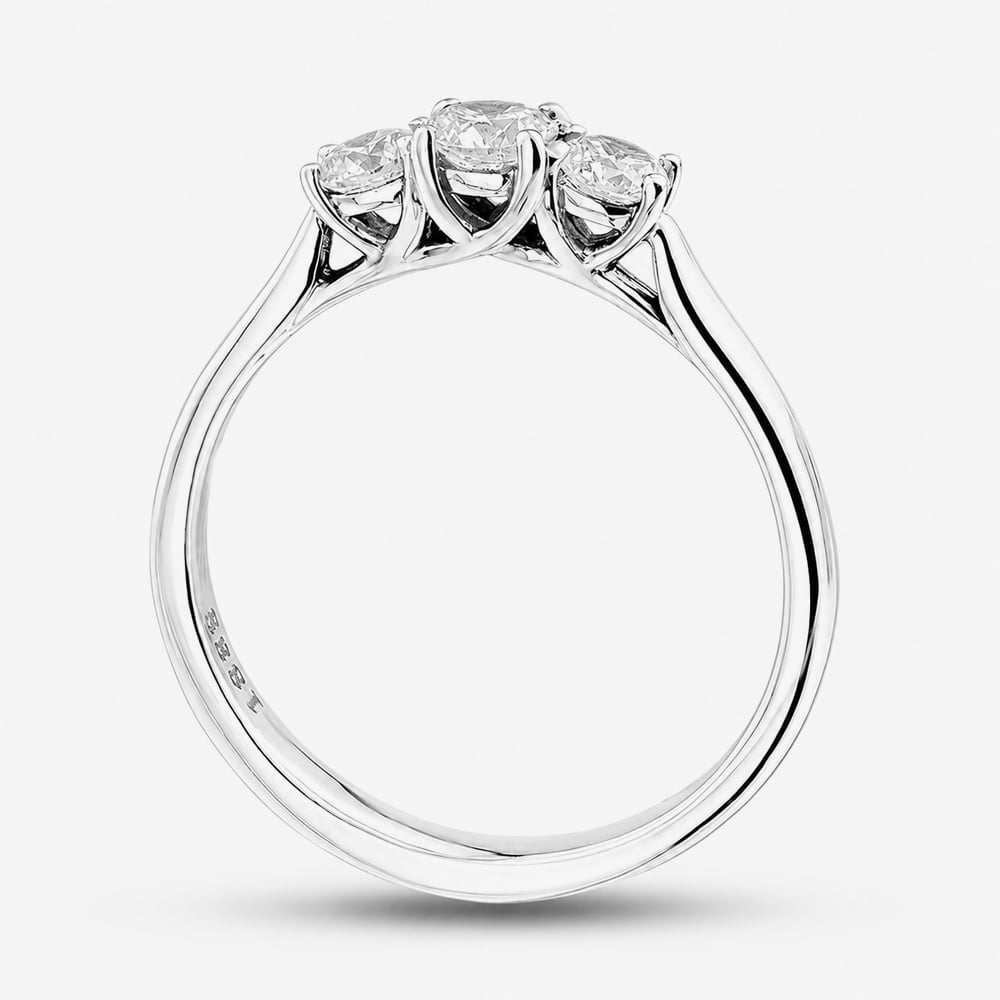 1888 Collection Platinum 0.60ct Certificated Round Cut Diamond Three Stone Ring R3-145(.57CT PLUS)