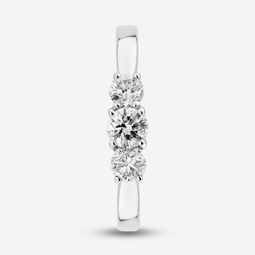 1888 Collection Platinum 0.60ct Certificated Round Cut Diamond Three Stone Ring R3-145(.57CT PLUS)