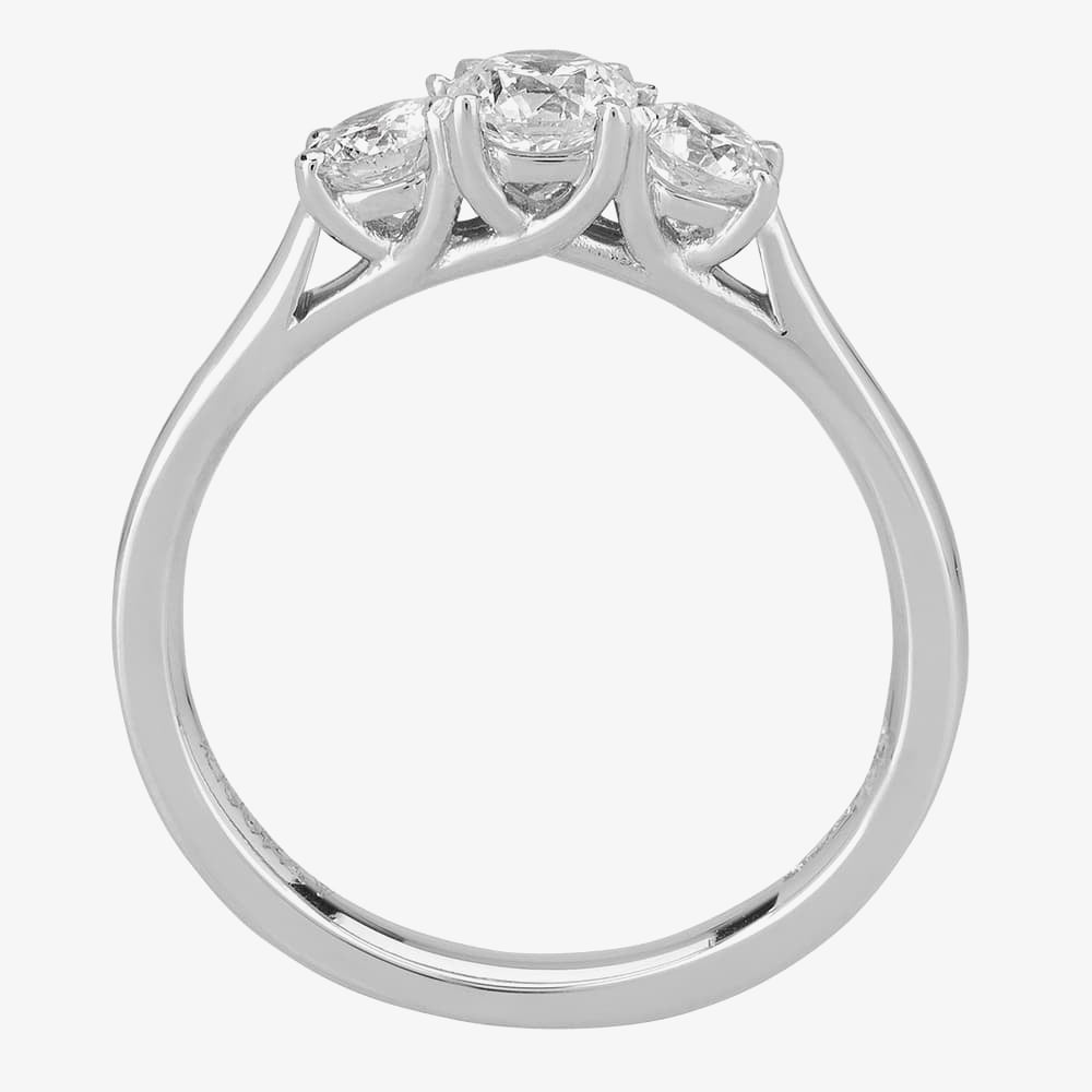 1888 Collection Platinum 0.70ct Certificated Round Cut Diamond Three Stone Ring R3-145(.75CT PLUS)