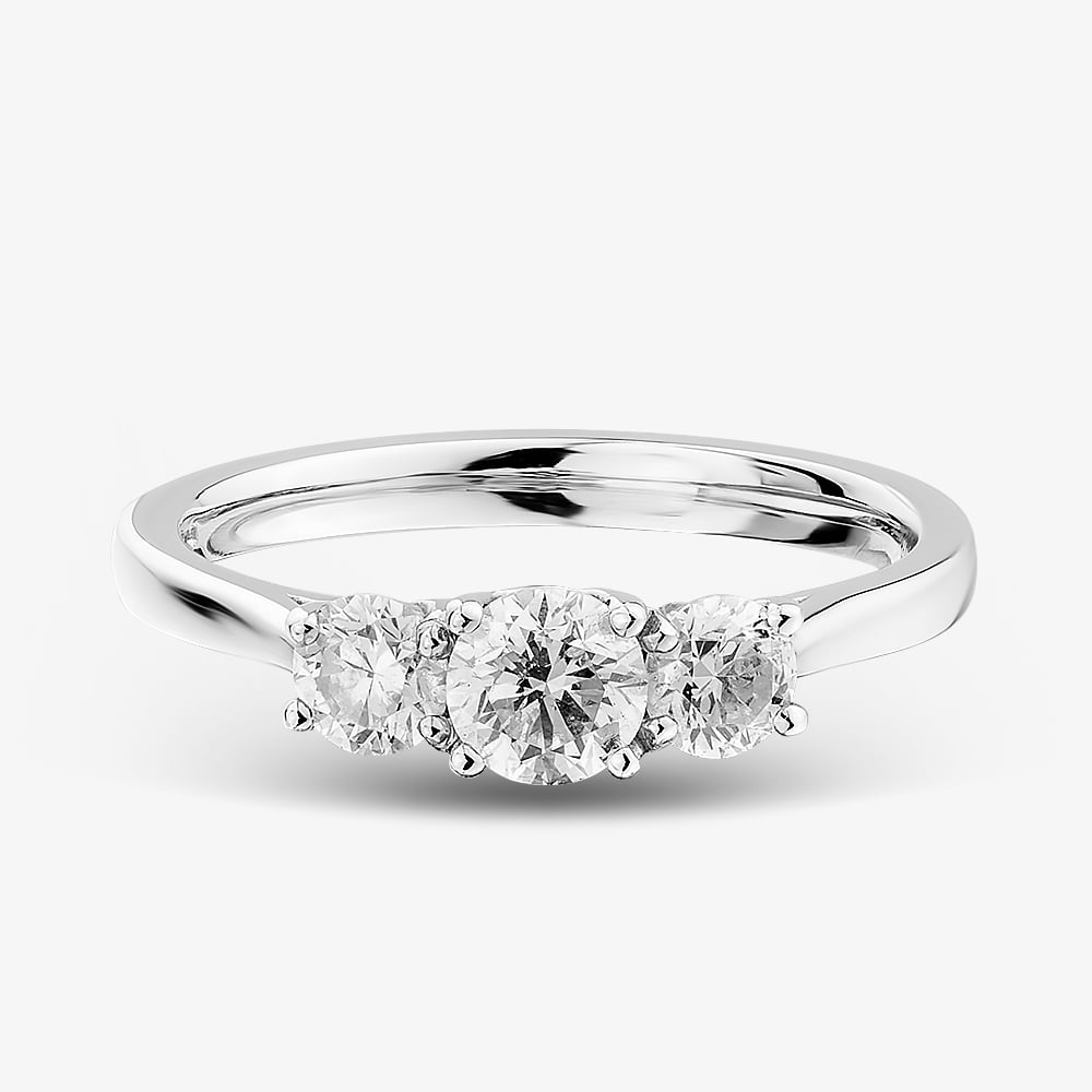 1888 Collection Platinum Certificated 0.75ct Round Cut Diamond Three Stone Ring R3-145(.75CT PLUS)