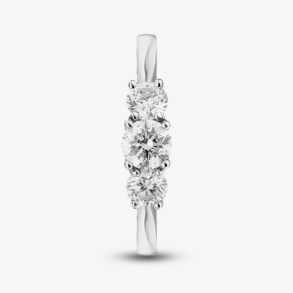 1888 Collection Platinum Certificated 0.75ct Round Cut Diamond Three Stone Ring R3-145(.75CT PLUS)